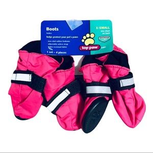 TOP PAW Dog Booties XS Pink Black Reflective